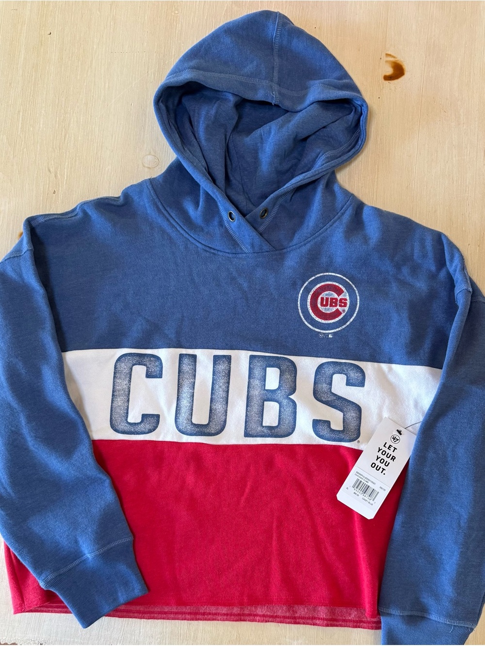 ‘47 Women’s XL- Chicago Cubs Colorblock Crop Hoodie
 - Blue/White/Red